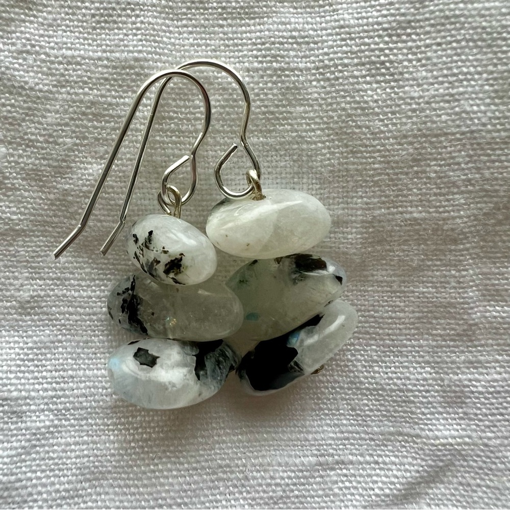 Blue Moonstone Pebble Earrings- Handmade- Anthropologie Inspired- NWOT